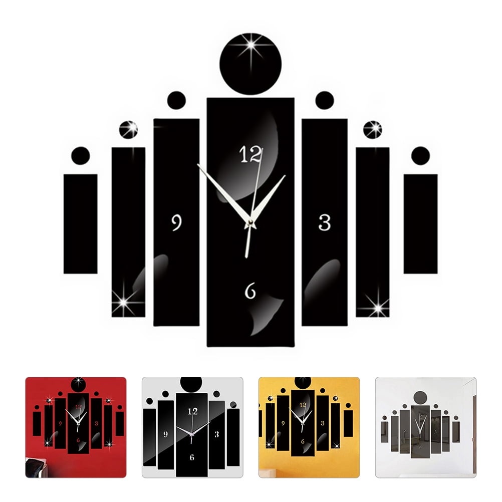 CRILSTYLEO Acrylic Wall Clock Set, Black Silent Hanging Clock for Living Room and Bedroom, Modern