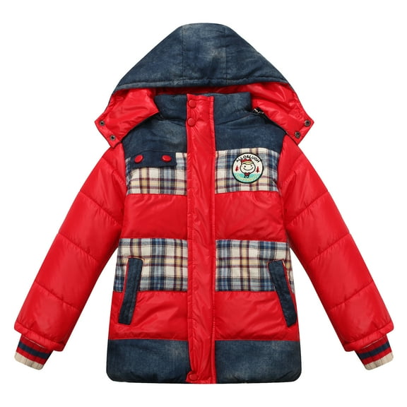 Richie House Little Boys Red Detachable Hood Padding Jacket 4/5