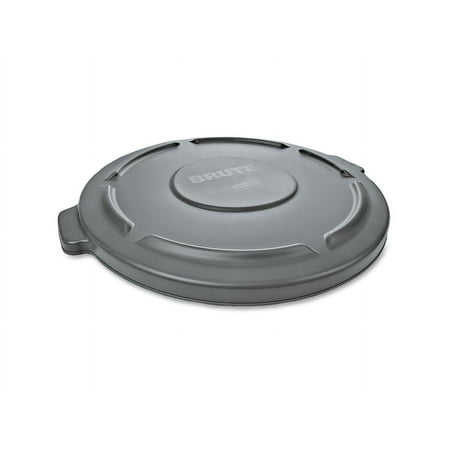 Rubbermaid Commercial FG261960GRAY 19.88 in. BRUTE Self-Draining Flat Top Lids for 20 gal. Round BRUTE Containers - Gray
