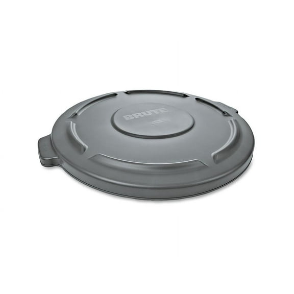 Rubbermaid Commercial FG261960GRAY 19.88 in. BRUTE Self-Draining Flat Top Lids for 20 gal. Round BRUTE Containers - Gray