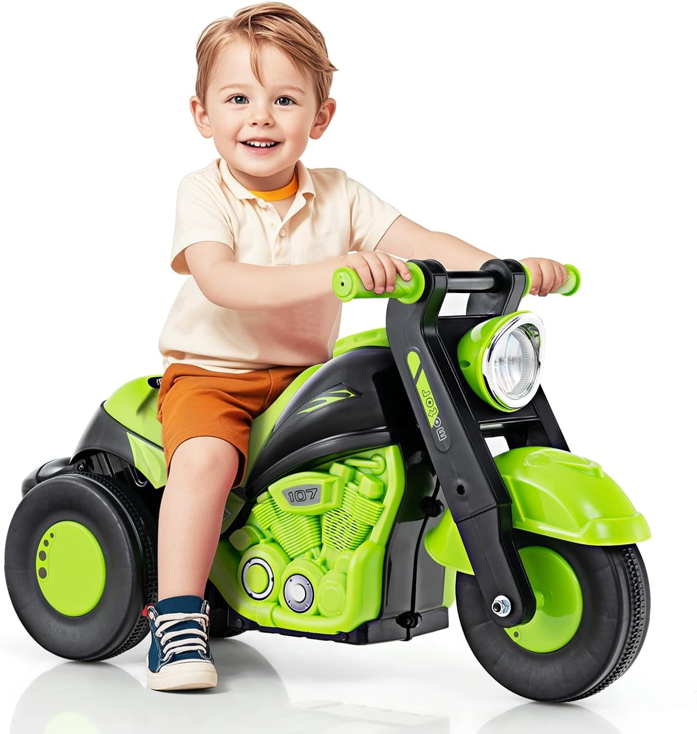 OLAKIDS Ride on Push Car, Foot-to-Floor Sliding Car for Toddlers Kids Motorcycle with Bubble Maker, Music, 3 Wheels Ride on Toys Gift for Boys Girls Aged 3-5 Years
