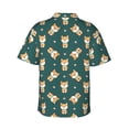 thumbnail image 3 of Uemuo Cute Shiba Printed Regular Fit Short Sleeve Casual Hawaiian Shirt for Men,Aloha shirt,Tropical shirt,Floral print shirt,Vacation Beach shirt-Medium, 3 of 9