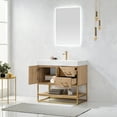thumbnail image 5 of Vinnova Alistair 36" White Grain Stone Top Single Vanity with Mirror in Oak, 5 of 17