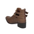thumbnail image 3 of New Women Qupid Wasco-11X PU Pointy Toe Studded Double Buckle Chunky Heel Bootie, 3 of 6