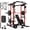 Red-WB00 Home Gym Package (230LBS Plates & Cable Accessories ), variant on Mikolo Power Cage, Squat Rack with Dual Pulley Cable Crossover System, Multifunction Free Weight Home Gym Workout Machine with Attachmenteds Red