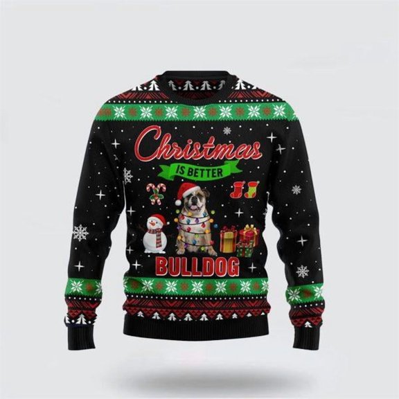 Christmas Is Better With Bulldog Christmas Sweater – Pet Lover Christmas Sweater