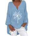 thumbnail image 1 of Hauts Confortables pour Femmes T-Shirt à Manches Longues Automne Ouvert devant Coton Lin Ample Blouse Imprimée, 1 of 4