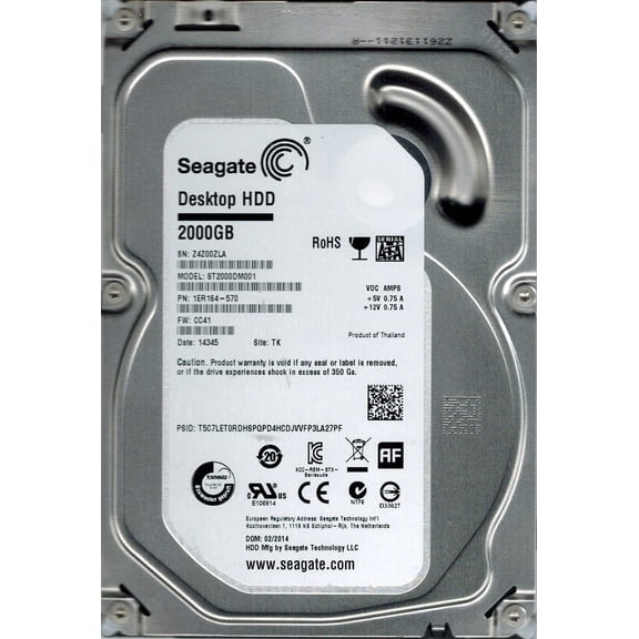 ST2000DM001 Seagate P/N: 1ER164-570 F/W: CC41 TK 2TB