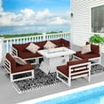 thumbnail image 4 of RADIATA Patio Aluminum Furniture Set with Fire Pit Table and Oversized 29" Seats, 7 Pieces Outdoor Sectional Conversation Sofa Set for Backyard, Poolside, 500 lb/Seat, White & Red, 4 of 8