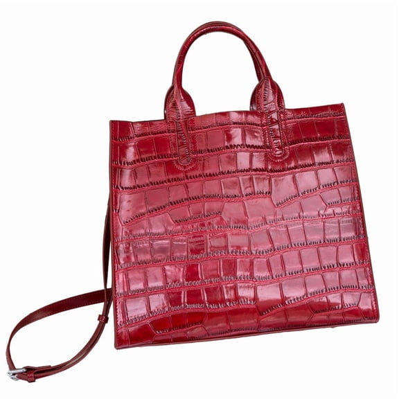 Genuine Cowhide Leather Women Tote Bag,Crocodile Embossed Crossbody Shoulder Purse, Purse for Work