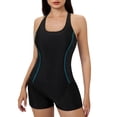 thumbnail image 1 of Traje de baño de una pieza para mujer, traje de baño informal sin mangas con cuello redondo y estampado con almohadillas para sujetador, traje de baño de moda playera para mujer, trajes de baño de una, 1 of 5