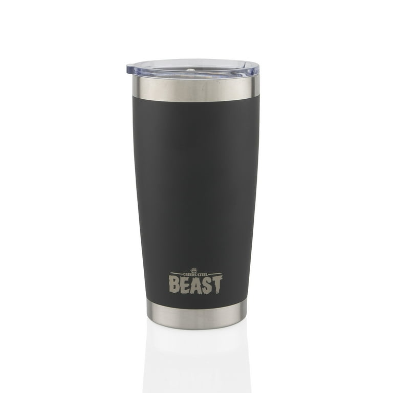 BEAST 20 oz Stainless Steel Tumbler Set with Handle -  Stainless Steel Coffee Cup + 2 Straws Brush, Gift Box & Black Handle:  Tumblers & Water Glasses