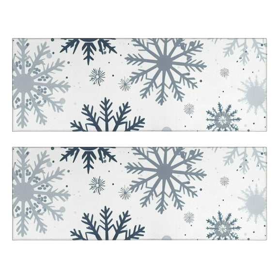 Kitchen Rugs Sets Of 2,Blue Christmas Snowflake Pattern Anti Fatigue Kitchen Mat Rugs Non Slip Washable,Decorative Kitchen Floor Mats for Kitchen,Sink,Laundry,17"X47"