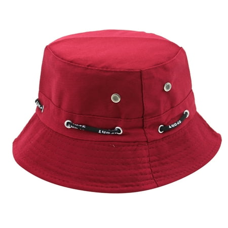 LIZUOJUN Under $5 Hot Summer Bucket Hat Fisherman Hat Unisex Classic Cotton Printed Breathable Outdoor Hiking Beach Hat Sun Hat Red
