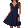 thumbnail image 2 of A Line Dresses for Women Short Sleeve V Neck Mini Sundress Summer Causal Loose Dress, 2XL, 2 of 4