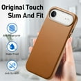 thumbnail image 6 of ELEHOLD For iPhone Air Luxury Magnetic Case Cover Wireless Charging,Premium Faux Leather Slim Skin-friendly Cover With Metal Button,Brown, 6 of 11