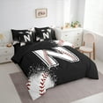 thumbnail image 3 of Manfei Baseball Sport Bedding Comforter Set 7 Pieces for Kids Teens, Black White Queen Bedding Sets, Monogrammed Letter N Queen Sheet Sets, Luxury Bedroom Decor, 3 of 8