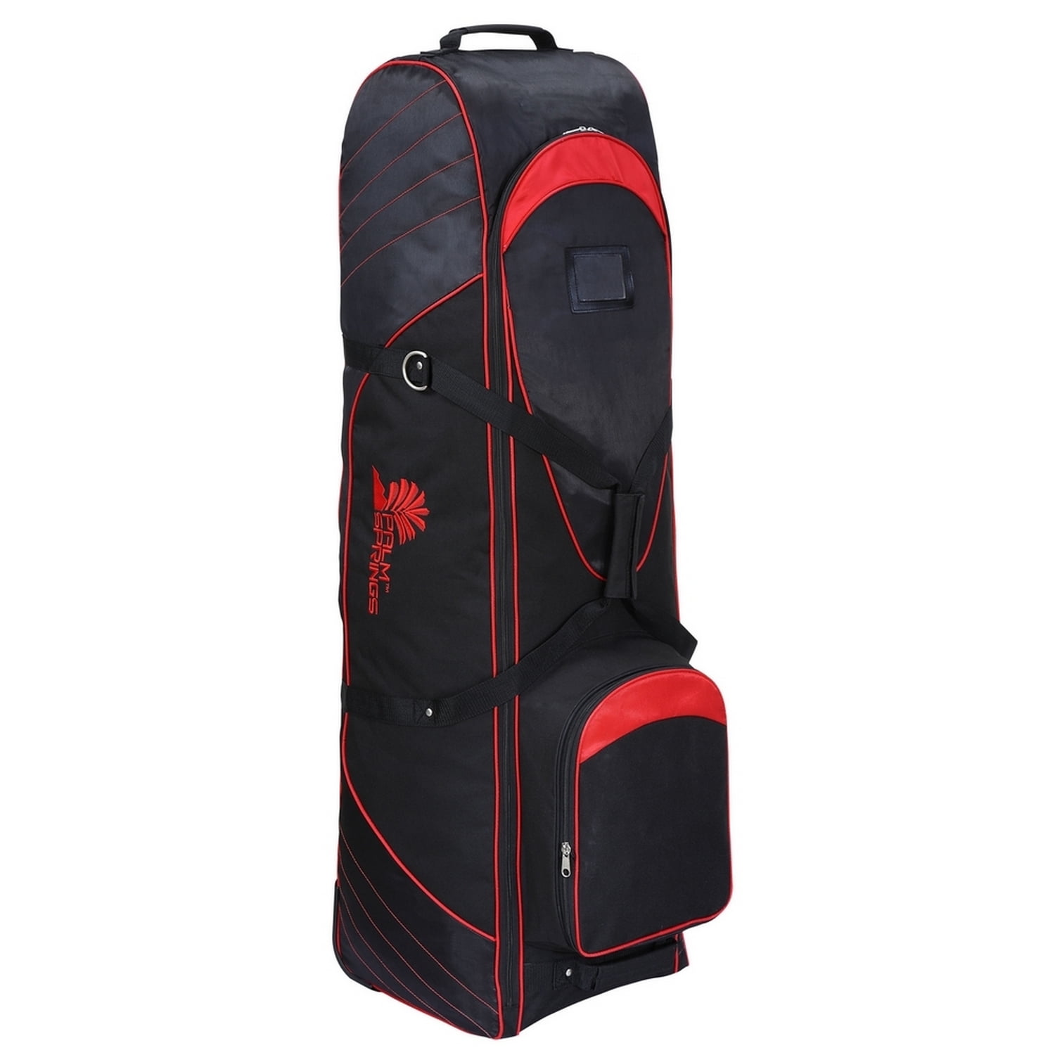 Palm Springs Golf Bag Travel Cover V2, 600D Polyester, Black/Red, with Wheels