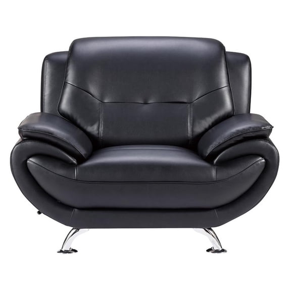 AE208 Black Color Chair With Faux and Boned Leather