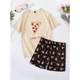 thumbnail image 1 of Men Pizza & Letter Graphic PJ Set, 1 of 5