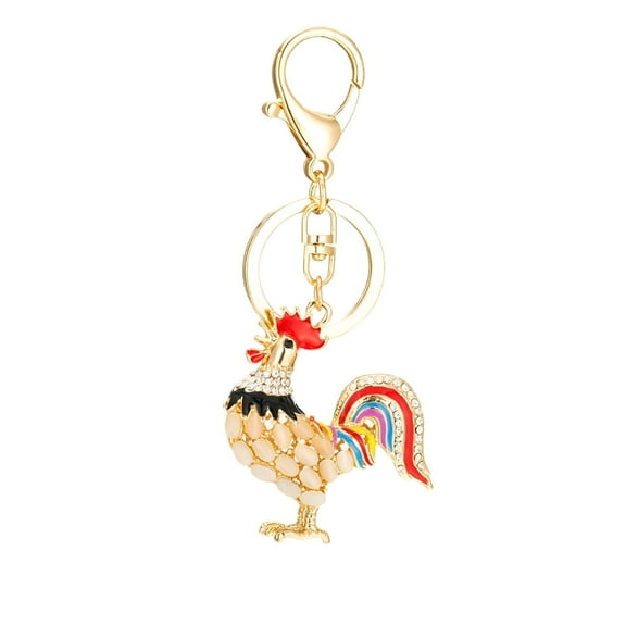 QDDollars Colorful Rooster Keychain by QDDollars, Rainbow Rooster Keychain, Cute Rooster Summer Keychain