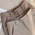 thumbnail image 2 of Pantalones de lana de espiga para mujer, pantalones de traje casuales de cintura alta adelgazantes con pies estilo harén y diseño de rábano para otoño e invierno, 2 of 6