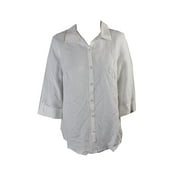 Jm Collection Womens Bright White Roll-Tab Linen Shirt M