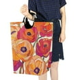 thumbnail image 4 of Yayeee Freestanding Laundry Hamper with Handle Collapsible Large Storage Basket for Clothes, Orange Hand Drawn Floral, 4 of 7