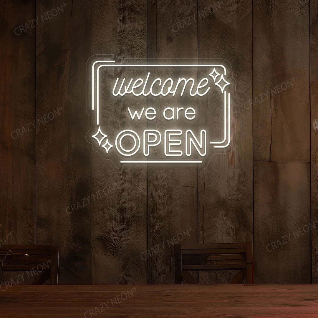 Welcome We are Open Sign (Purple, 42"(W)x31.5"(H))