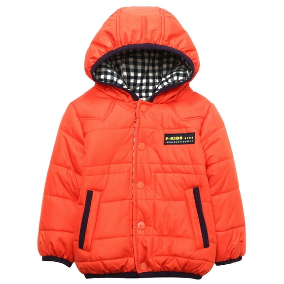 Richie House Little Boys Orange Fleece Lining Hooded Padding Jacket 2/3