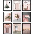 thumbnail image 3 of PixonSign Framed Canvas Print Wall Art Set - Pink Hued Architectural & Floral Landscape Posters - Set of 9 Travel Photography Art Boho Vintage Wall Décor for Home Decoration - 8"x10" Black, 3 of 5