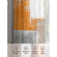 thumbnail image 3 of Burnt Orange Grey Sheer Curtains 63 Inch Length 2 Panels Set, Semi Transparent Voile Rod Pocket Curtains for Living Dining Room Bedroom Drapes Modern Oil Painting White Geometric, 3 of 6