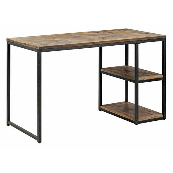 SEI Furniture Garviston 2-Shelf 50"W Writing Desk, Rustic Black/Distressed Fir