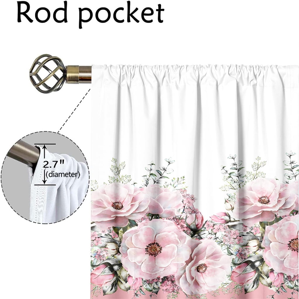 WNOOHIY Aesthetic Pink Peony Floral Bouquet Light-Filtering Curtains,39.5" × 87", Set of 2 Panels