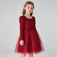 thumbnail image 6 of XEGLSBU Girls Dresses Size 5-6 Girls Long Sleeve Party Dress with Star Embroidery and Skirt Elegant Square Neck Puff Sleeve Girl Formal Gown Red Size 7-8 Years, 6 of 9