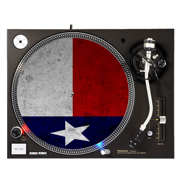 KuzmarK™ 12" DJ Turntable Slipmat - Texas Flag Concrete Wall
