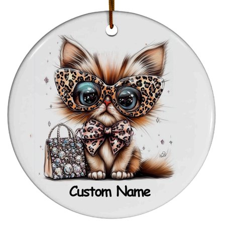 Munchkin Cat Ornament, Christmas Ornament 2025, Personalized Ornament with Name, Gifts for Cat Mom, Cat Dad, Gift for Cat Lovers, Cat Ornament 2025