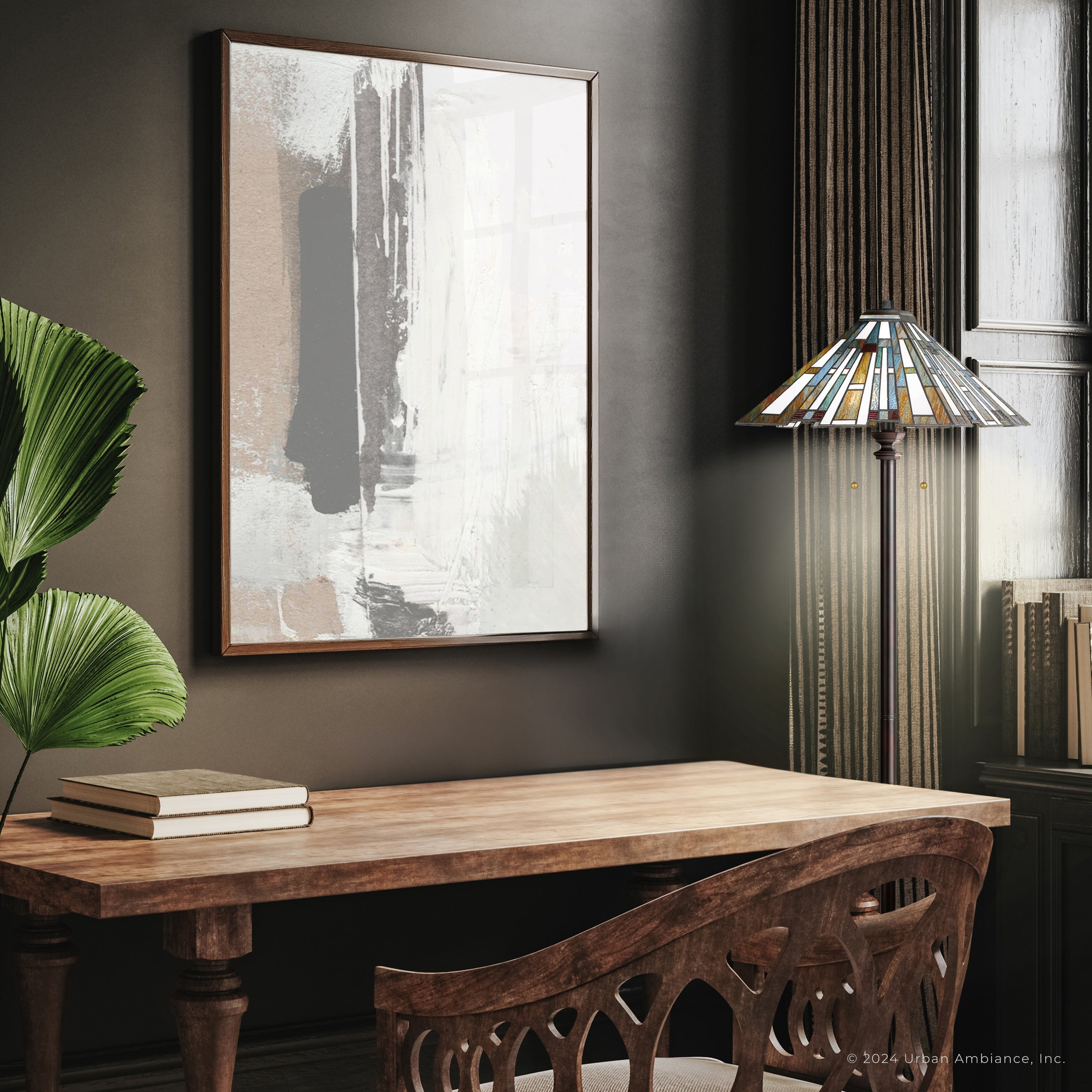 Luxury Posh Tiffany Floor Lamp, Large Size: 62''H x 17''W, with Glam Style Elements, Valiant Bronze Finish, UQL7171 from the Beverley Collection by Urban Ambiance