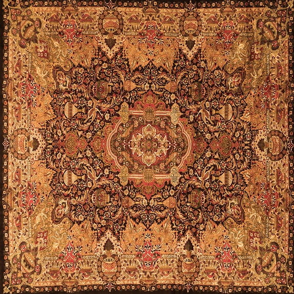 Ahgly Company Indoor Square Persian Orange Traditional Area Rugs, 3' Square