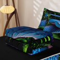 thumbnail image 5 of Erosebridal Tropical Blue Snake Zipper Queen Comforter Set with Fitted Sheet and 2 Pillowcases,Jungle Palm Leaf Wild Exotic Animal Print Zipper Bedding Set For Boys,Black Reversible,4 Pieces, 5 of 7