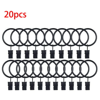 25pcs Curtain Rod Ring Clips with Hook, EEEkit Rustproof Metal Drapery Ring  Hanger Clips with Eyelets, Curtain Rods Hangers Rings, 1.26in Interior