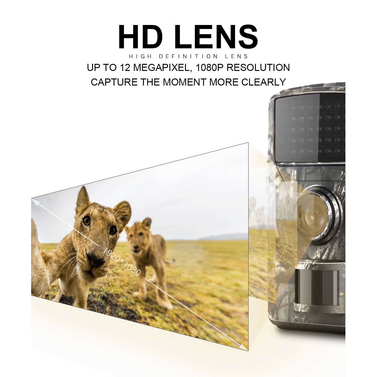 Outdoor Trail Camera 12MP 1080P for Wildlife Monitoring, PIR Infrared Night Vision Camera for Orchard Villa Fish Pond, IP66 Waterproof Hunting Scouting Device