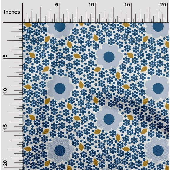 oneOone Cotton Jersey Blue Fabric Floral & Geometric Quilting Supplies Print Sewing Fabric By The Yard 58 Inch Wide