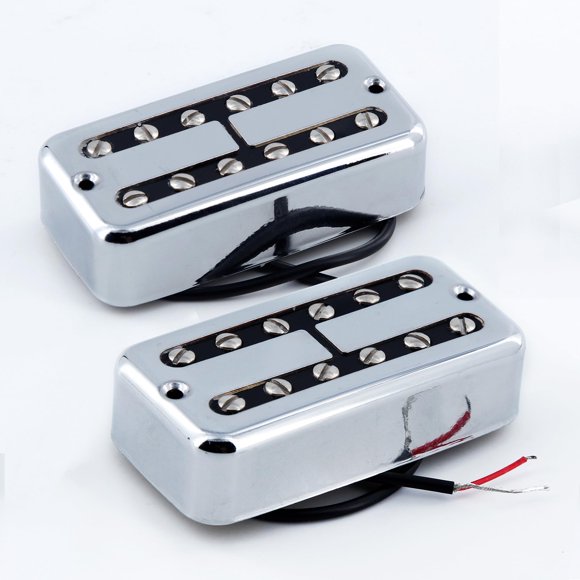 FLEOR Alnico 2 Mini Humbucker Pickup Fit for Filtertron Style Neck+Bridge Pickup Set-Chrome