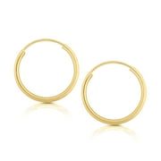 JULIETTE COLLECTION 14k Yellow Gold Women's Endless Tube Hoop Earrings 1mm Thick x 12mm Diameter