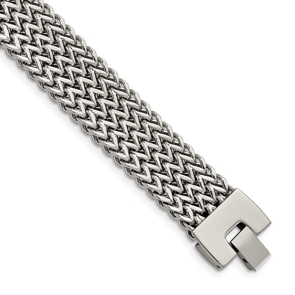 Diamond2Deal Stainless Steel Polished Woven Bracelet for Women 7.5"