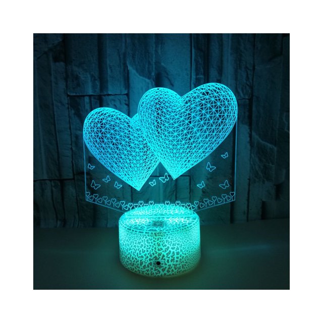 Cateissary 7 cambio de color 3D holograma amor corazón lámpara USB acrílico luz para el hogar Kits de decoración para fiestas blanco Cateissary HA025184-02