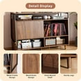 thumbnail image 3 of Large Record Player Stand, Vinyl Record Storage Cabinet with Charging Station, Mid Century Modern Turntable Stand for Bedroom Living Room, 3 of 9