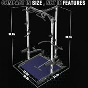 Lmdex Power Cage Power Rack with LAT Pulldown Workout Cage Dip Handles Cable Pulley SystemSquat Rack for Home Gym