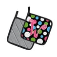 thumbnail image 2 of Letter W Initial Monogram - Polkadots and Pink Pair of Pot Holders, 2 of 2